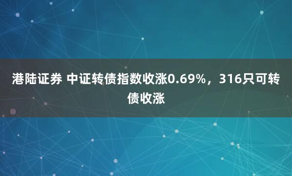 港陆证券 中证转债指数收涨0.69%，316只可转债收涨